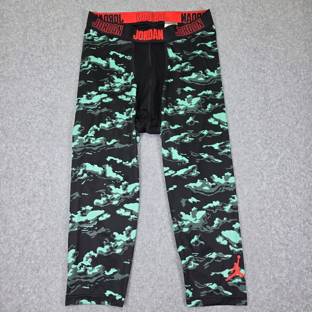 Jordan Training Dri-FIT Camo Compression Tights Mens XL Green Black 3/4 Leggings